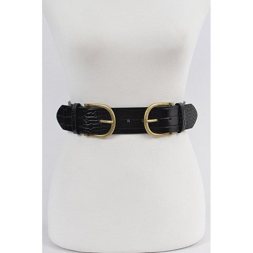 Double Buckle Croc Belt