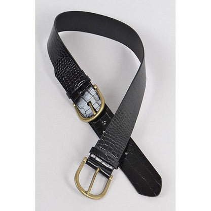 PB7872 Wide Double Buckle Croc Belt 