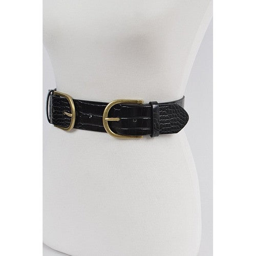 Double Buckle Croc Belt