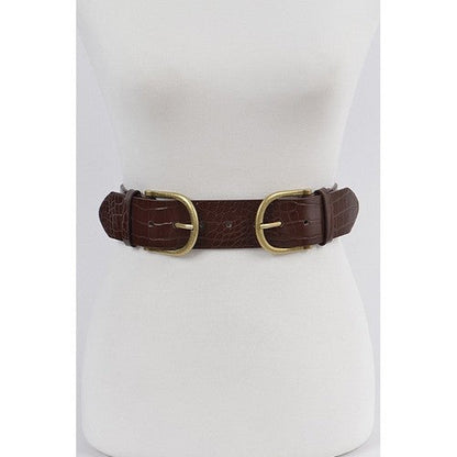 Double Buckle Croc Belt