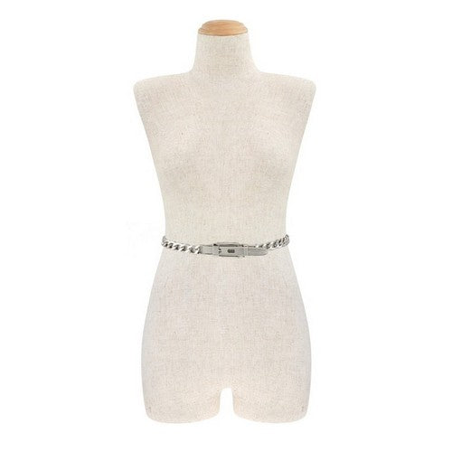 Buckle Cuban Chain Belt in Silver