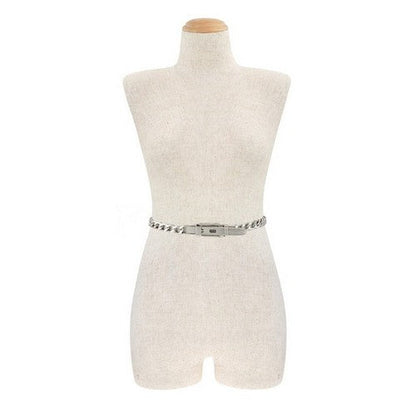 Buckle Cuban Chain Belt in Silver