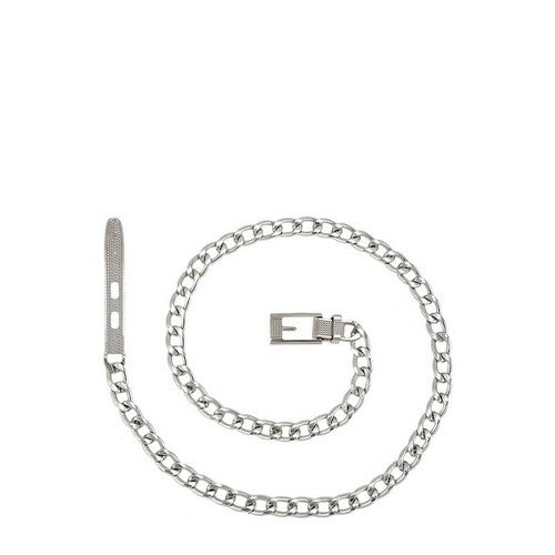 Buckle Cuban Chain Belt in Silver
