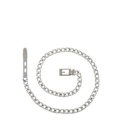 Buckle Cuban Chain Belt in Silver