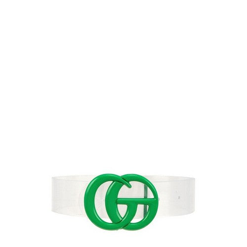 DB1174 CG Buckle Belt in Clear With Green Buckle