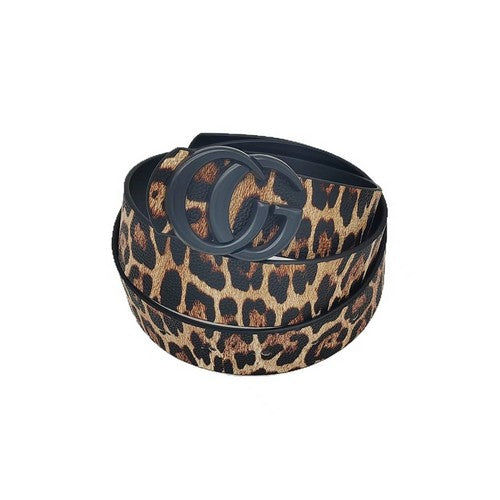 MA0292 CG Buckle Belt Leopard Print in Black Buckle