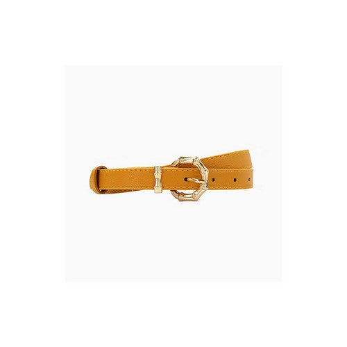 Bamboo Buckle Thin Belt in Mustard