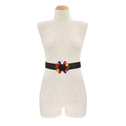 Big Gem Multicolour Buckle Belt in Black