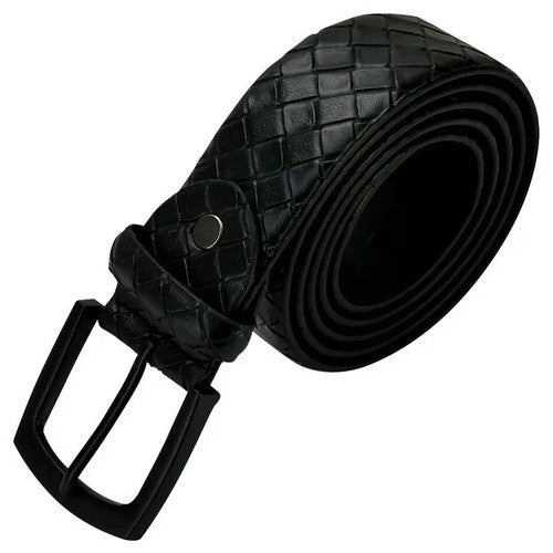 12941 Basket Weave Leather Belt in Black 