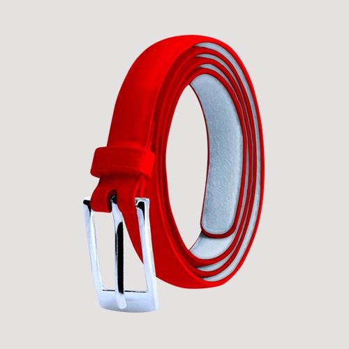 Square Buckle Thin Belt in Red