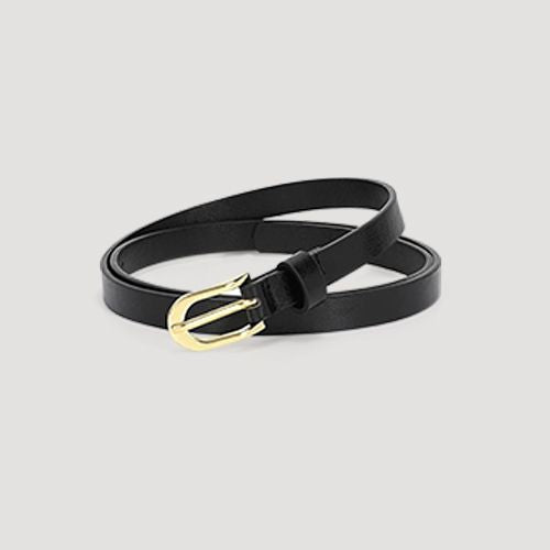 Horsebit Buckle Thin Belt in Black