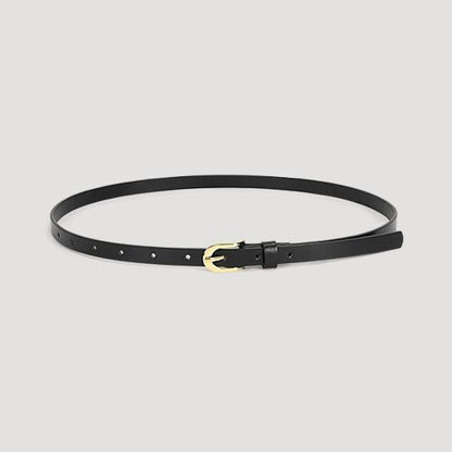 Horsebit Buckle Thin Belt in Black