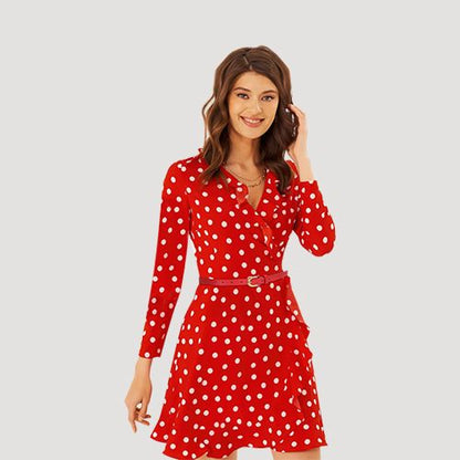 Horsebit Buckle Thin Belt in Red