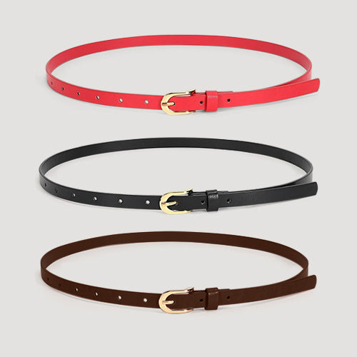 Horsebit Buckle Thin Belt 3pk