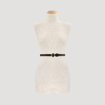 Quatrefoil Clover Skinny Belt in Black & Gold