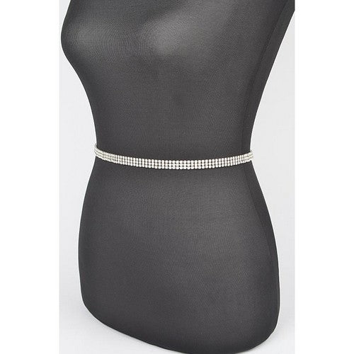 3-Row Rhinestone Chain Belt in Silver