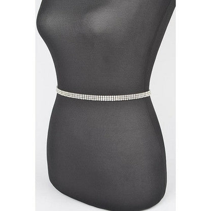 3-Row Rhinestone Chain Belt in Silver