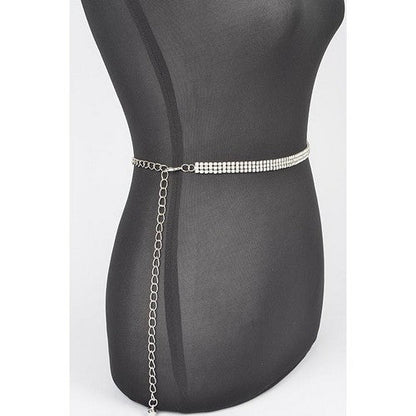 3-Row Rhinestone Chain Belt in Silver