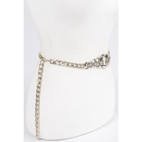 Graduated Chain Belt in Silver