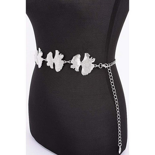 Abstract Chain Belt in Silver
