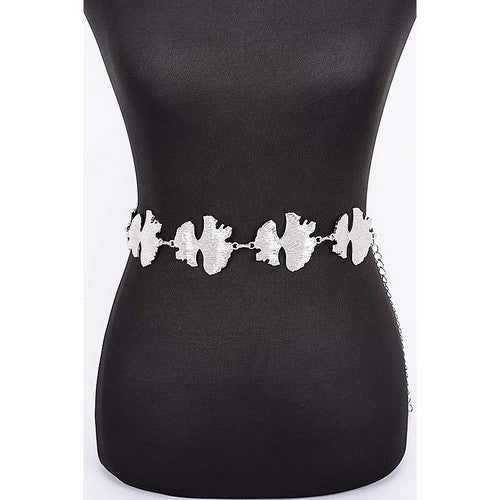 PB8840 Abstract Chain Belt in Silver