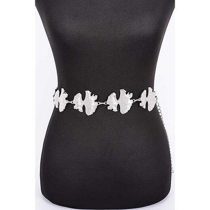 PB8840 Abstract Chain Belt in Silver