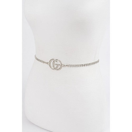 CG Rhinostone Chain Belt in Silver