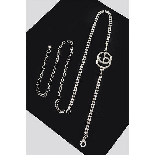 CG Rhinostone Chain Belt in Silver