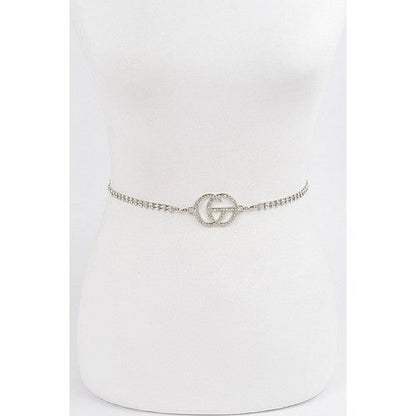 PB8456 CG Rhinostone Chain Belt in Silver