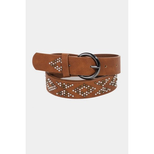 MML8943 Geometric Stud Western Belt in Brown