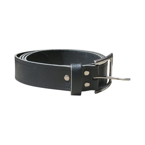Genuine Leather Belt with Silver Studs in Matte Black