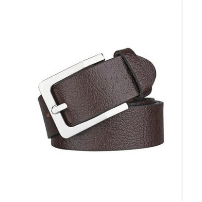 Genuine Leather Belt with Textured Finish in Dark Brown