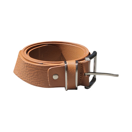 Genuine Leather Italian Belt with Grainy Pattern and Reinforced Belt Loop in Tan