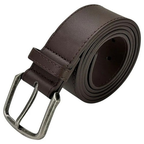 12920 Square Tip Topstitch Leather Belt in Dark Brown in Dark Brown