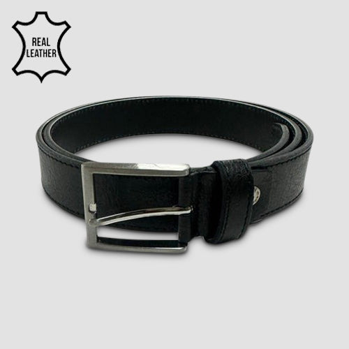 Genuine Leather Italian Belt with Textured Finish in Black