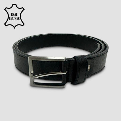 Genuine Leather Italian Belt with Textured Finish in Black