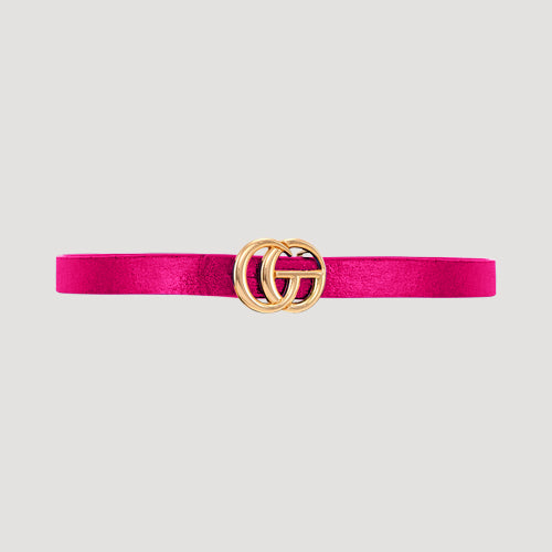 CG Buckle Metallic Thin Belt in Fuchsia