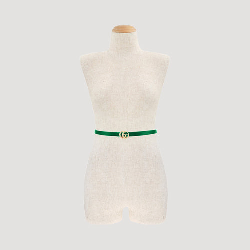 DB1179-1 CG Buckle Metallic Skinny Belt in Green