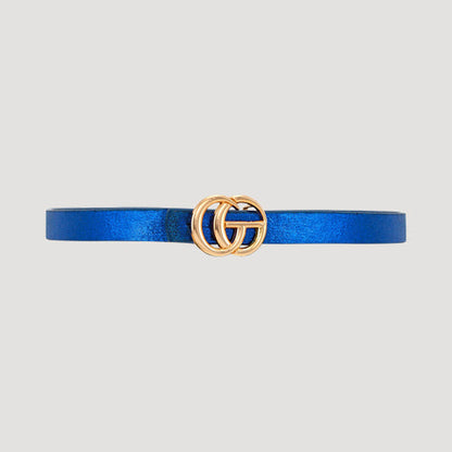 CG Buckle Metallic Thin Belt in Royal Blue