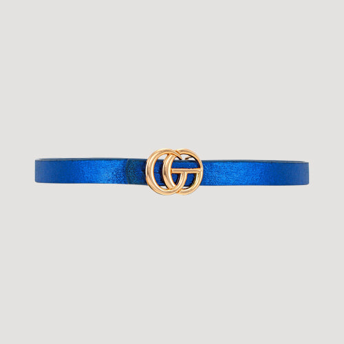 CG Buckle Metallic Thin Belt in Royal Blue
