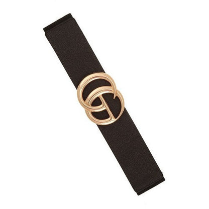 CG Buckle Metallic Sparkle Elastic Belt in Black
