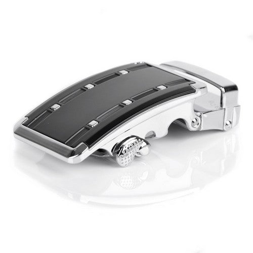 Genuine Leather Sliding Buckle Ratchet Belt in Black