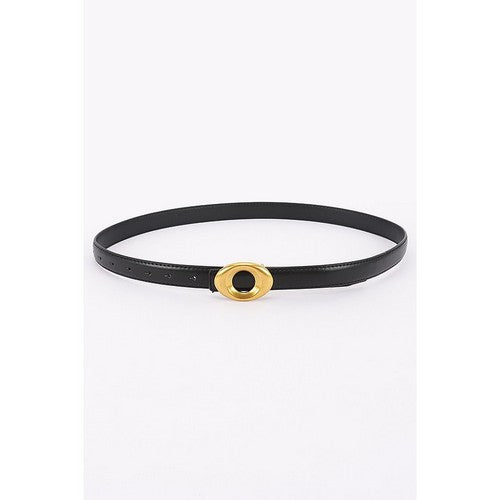 Eye-Shape Buckle Belt in Black