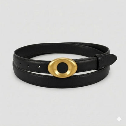 Eye-Shape Buckle Belt in Black