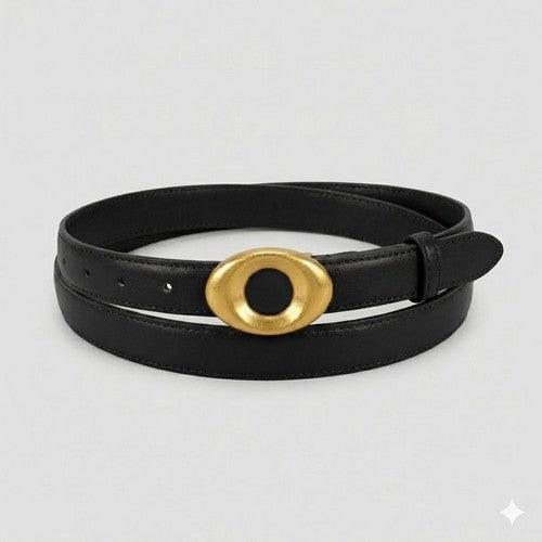 Eye-Shape Buckle Belt in Black