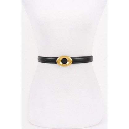 PB8939 Eye-Shape Buckle Thin Belt in Black