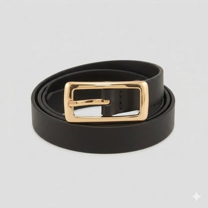 Oblong Buckle Thin Belt in Black