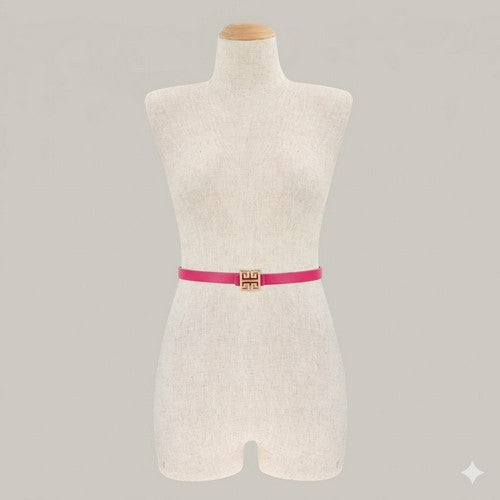 Greek G Emblem  Buckle Thin Belt in Fuchsia