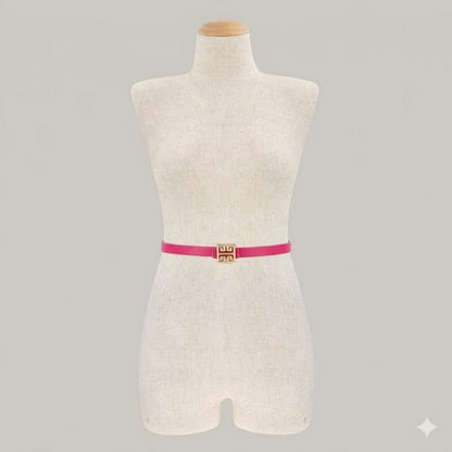 Greek G Emblem  Buckle Thin Belt in Fuchsia