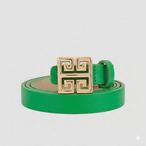 Greek G Emblem Buckle Thin Belt in Green